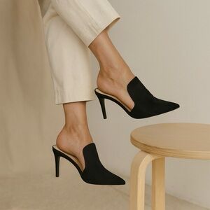 Le Chateau Black Heeled Mules Size 8